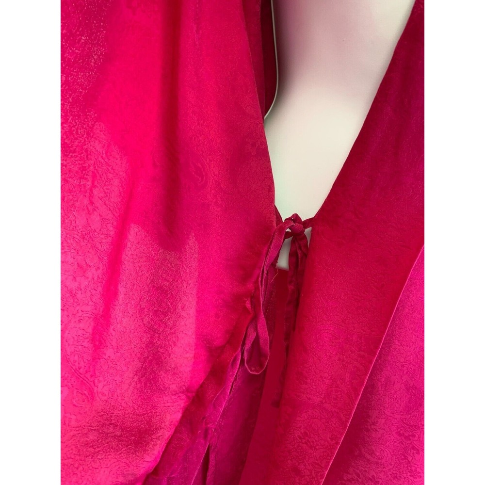 Delicates Vintage Silk Robe Pink Kimono Short Tie Belt Lightweight Brocade Large - Picture 6 of 16
